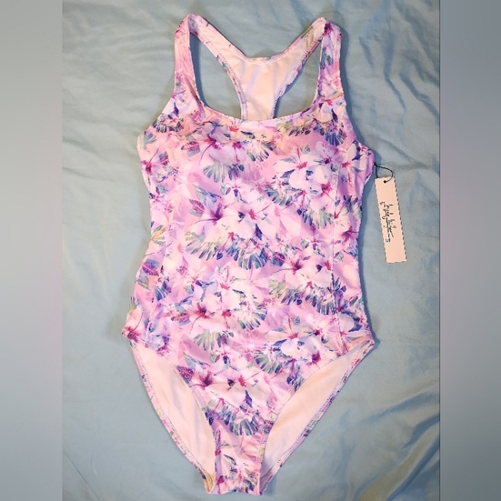 Nicole Miller Cabana Hibiscus Print one piece swimsuit